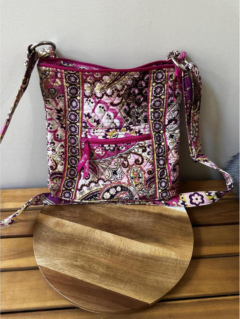 Vera Bradley Quilted Cotton Hipster Crossbody Bag Pink Purple Paisley